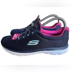 Skechers Summits Slip-Ins Shoes Women’s Size 10 12980 Navy Blue Hot Pink NWT